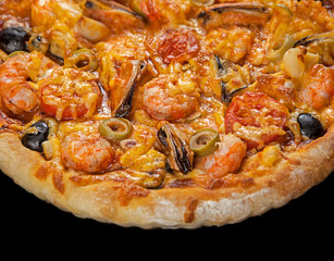Pizza with seafood
