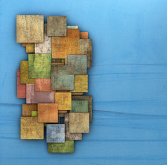 3d fragmented multiple color square tile grunge pattern backdrop