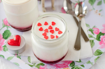 Fototapeta na wymiar Natural Yoghurt with Raspberry Jam