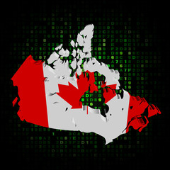 Canada map flag on hex code illustration