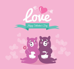 Obraz na płótnie Canvas Cute couple bear in love. Valentine's Day Cards