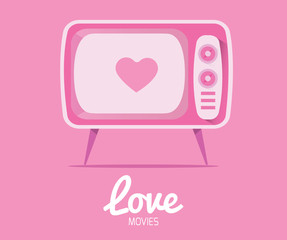 Love Movie from vintage television. Valentine Cards.