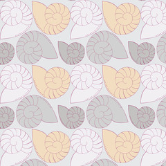 Seamless texture with stylized shell. Vector art