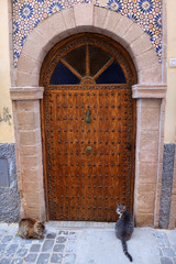 Wooden door in the historical Medina of Essaouira, Morocco