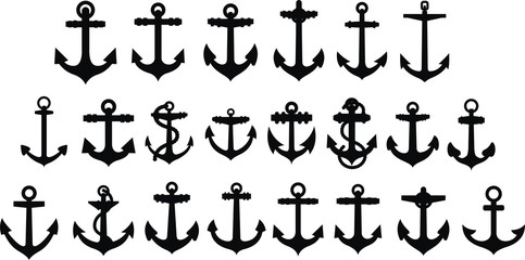 Anchor silhouettes set