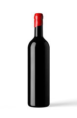 bottle of red wine isolated with wax capsule