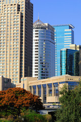 Modern buildings in business area of Tel Aviv. Israel.