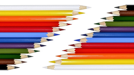 Colour pencils isolated on white background