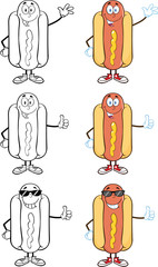 Hot Dog Cartoon Mascot Characters 7. Collection Set