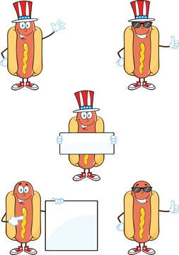 Hot Dog Cartoon Mascot Characters 1. Collection Set