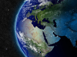 Fototapeta na wymiar EMEA region from space
