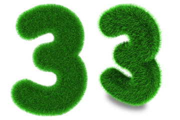 Number three made of grass