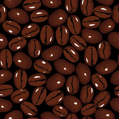 Coffee vector seamless beans background.