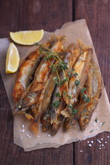 capelin fried with lemon and thyme