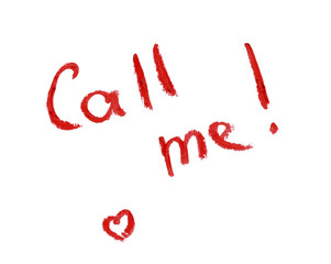 Inscription red lipstick - Call Me!