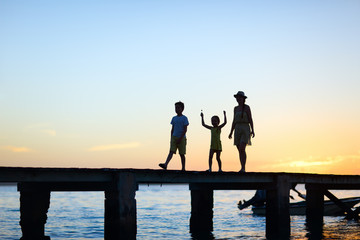 Family sunset silhouettes