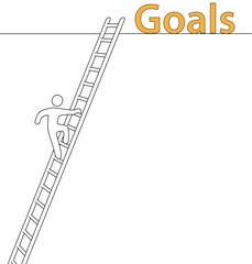 Person climb up ladder achieve high goals