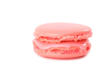 Pink macaroon isolated on white background