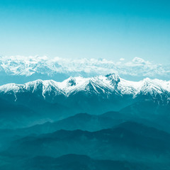 Snow Mountain Range Landscape with Blue Sky