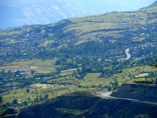 Obraz premium Two - kilometer descent into the canyon, which flows along the b