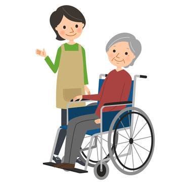 介護士と車椅子の女性