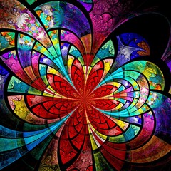 Colorful fractal flower, digital artwork