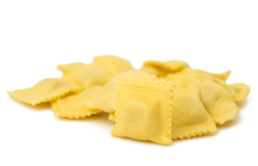 Ravioli pasta squares isolated