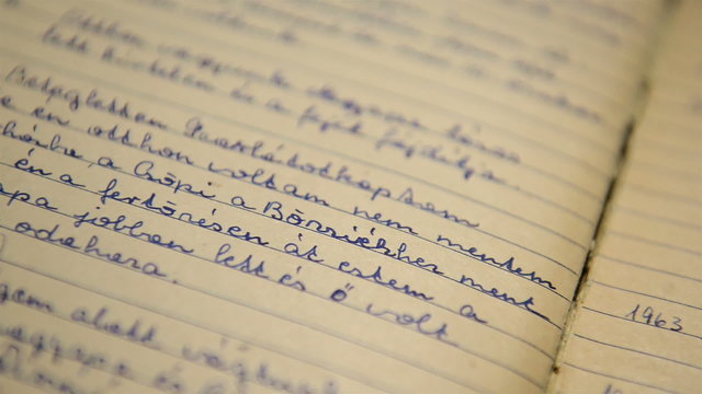 Old book closeup video with slide