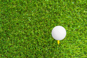 Close up of golf ball and tee