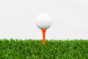 Close up of golf ball and tee