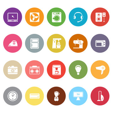 Electrical machine flat icons on white background
