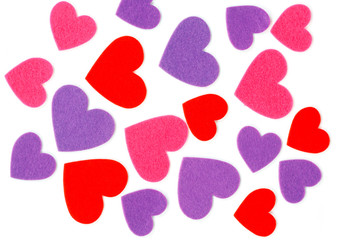Many colored heart shapes