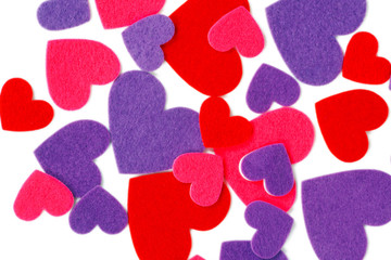 Many colored heart shapes