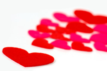 Many colored heart shapes
