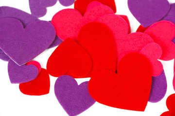 Many colored heart shapes