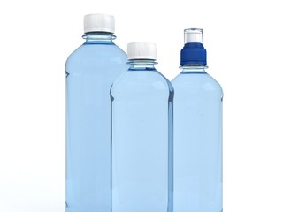 Bottles of water isolated on white background