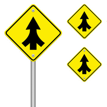 Traffic Sign Lanes Merging Isolated