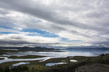 Landscape from lake Thingvallavatn in Iceland. Thingvellir