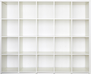 Empty shelves, blank Bookcase library