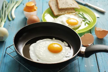 Washable wall murals Fried eggs Egg for breakfast in the countryside