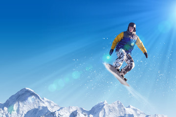 Snowboarder in jump