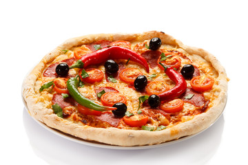 Pizza on white background
