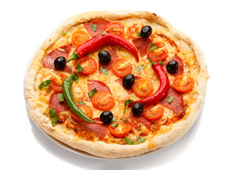 Pizza on white background