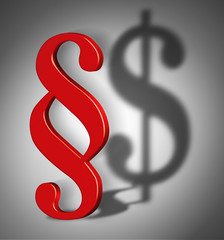 Paragraph sign symbol with dollar symbol shadow