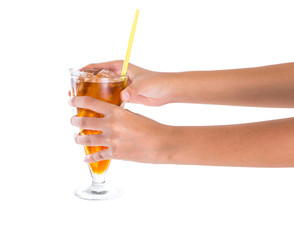 Teenage girl hands holding a refreshing drink