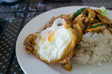 Pad Krapao Moo, spicy stir-fried pork with Thai/Holy basil