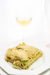 Pie with basil pesto