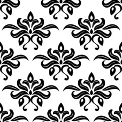 Modern foliate black and white arabesque pattern