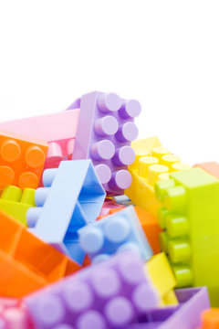 colorful building blocks on white