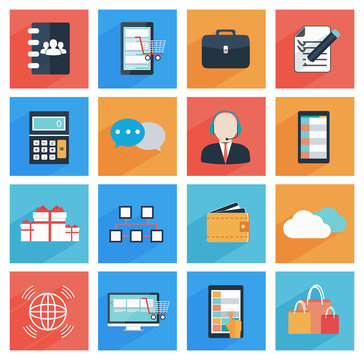 Flat  business and office icons, web and mobile apps